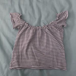 Brandy Melville ruffled striped top